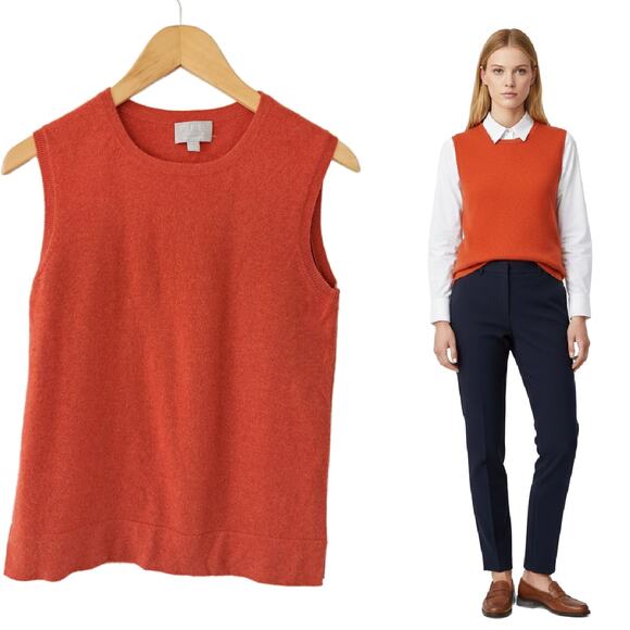 PURE COLLECTION Cashmere Knitted Tank Size 6 Sleeveless Sweater Burnt Orange - Picture 1 of 9